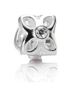Pandora Sterling Silver Four Petal Flower Clear CZ Charm 790260CZ